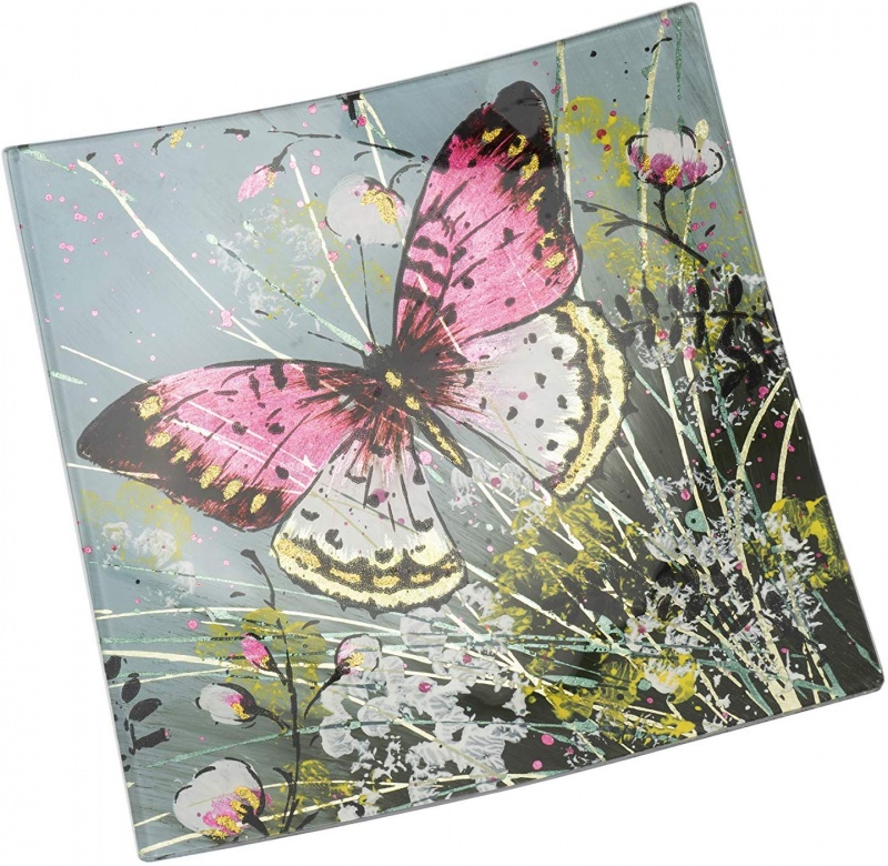 Square Glass Plate curved  - Butterfly